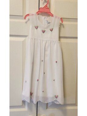 Girl Fantaisie Kids White Pink Flowers Holiday Party Easter Dress Size 4